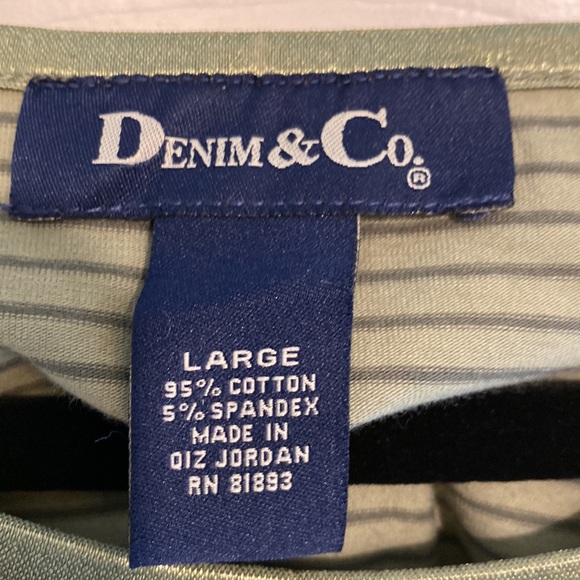 Women Top Green Strip Boatneck Velvet Trim Neckline Size Large Long Sleeve - Picture 3 of 7